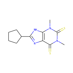 Cn1c(=S)c2nc(C3CCCC3)[nH]c2n(C)c1=S ZINC000100671873