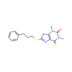 Cn1c(=S)c2nc(SCCCc3ccccc3)[nH]c2n(C)c1=O ZINC000100132692