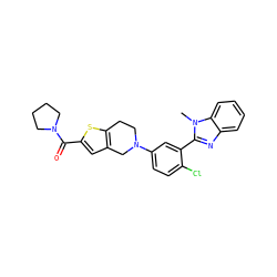 Cn1c(-c2cc(N3CCc4sc(C(=O)N5CCCC5)cc4C3)ccc2Cl)nc2ccccc21 ZINC000653861071