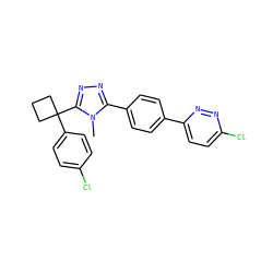 Cn1c(-c2ccc(-c3ccc(Cl)nn3)cc2)nnc1C1(c2ccc(Cl)cc2)CCC1 ZINC000071296889