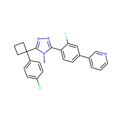 Cn1c(-c2ccc(-c3cccnc3)cc2F)nnc1C1(c2ccc(Cl)cc2)CCC1 ZINC000071315894