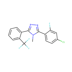 Cn1c(-c2ccc(Cl)cc2F)nnc1-c1ccccc1C(F)(F)F ZINC000029043587
