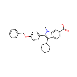 Cn1c(-c2ccc(OCc3ccccc3)cc2)c(C2CCCCC2)c2ccc(C(=O)O)cc21 ZINC000036350476