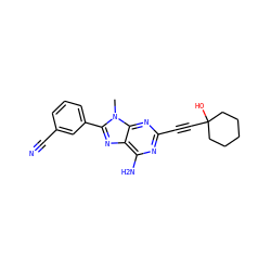 Cn1c(-c2cccc(C#N)c2)nc2c(N)nc(C#CC3(O)CCCCC3)nc21 ZINC000013861454