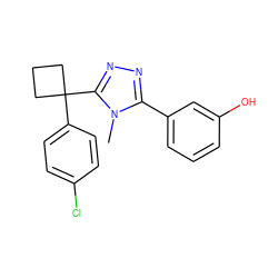 Cn1c(-c2cccc(O)c2)nnc1C1(c2ccc(Cl)cc2)CCC1 ZINC000040954587