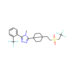 Cn1c(-c2ccccc2C(F)(F)F)nnc1C12CCC(CCS(=O)(=O)CC(F)(F)F)(CC1)CC2 ZINC000071329696