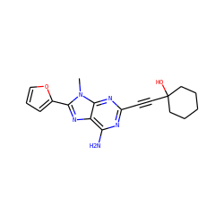 Cn1c(-c2ccco2)nc2c(N)nc(C#CC3(O)CCCCC3)nc21 ZINC000013861446