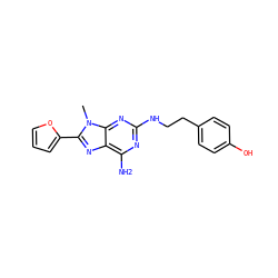 Cn1c(-c2ccco2)nc2c(N)nc(NCCc3ccc(O)cc3)nc21 ZINC000096907704