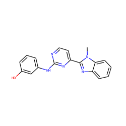 Cn1c(-c2ccnc(Nc3cccc(O)c3)n2)nc2ccccc21 ZINC000084708012