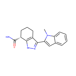 Cn1c(-c2n[nH]c3c2CCC[C@H]3C(N)=O)cc2ccccc21 ZINC000299861766