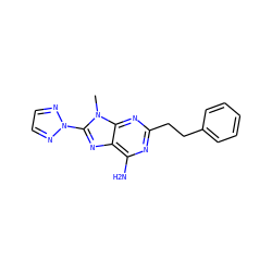 Cn1c(-n2nccn2)nc2c(N)nc(CCc3ccccc3)nc21 ZINC000001492104