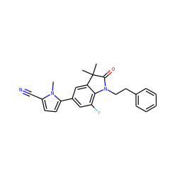 Cn1c(C#N)ccc1-c1cc(F)c2c(c1)C(C)(C)C(=O)N2CCc1ccccc1 ZINC000029133809