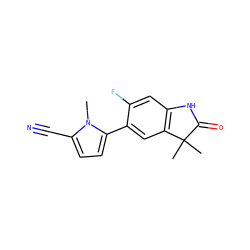 Cn1c(C#N)ccc1-c1cc2c(cc1F)NC(=O)C2(C)C ZINC000029133510
