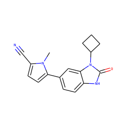 Cn1c(C#N)ccc1-c1ccc2[nH]c(=O)n(C3CCC3)c2c1 ZINC000028462874