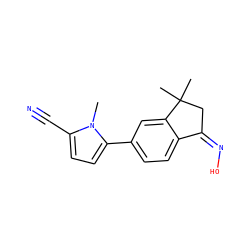 Cn1c(C#N)ccc1-c1ccc2c(c1)C(C)(C)C/C2=N/O ZINC000045320929