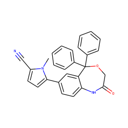 Cn1c(C#N)ccc1-c1ccc2c(c1)C(c1ccccc1)(c1ccccc1)OCC(=O)N2 ZINC000042878462