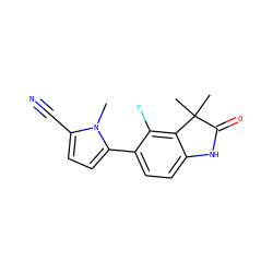 Cn1c(C#N)ccc1-c1ccc2c(c1F)C(C)(C)C(=O)N2 ZINC000029133508