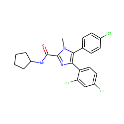 Cn1c(C(=O)NC2CCCC2)nc(-c2ccc(Cl)cc2Cl)c1-c1ccc(Cl)cc1 ZINC000028336573
