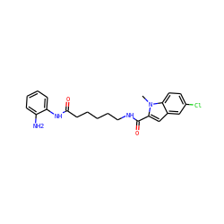 Cn1c(C(=O)NCCCCCC(=O)Nc2ccccc2N)cc2cc(Cl)ccc21 ZINC000117582115