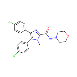 Cn1c(C(=O)NN2CCOCC2)nc(-c2ccc(Cl)cc2)c1-c1ccc(Cl)cc1 ZINC000028345239