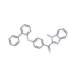 Cn1c(C(=O)c2ccc(Oc3ncccc3-c3ccccc3)cc2)nc2ccccc21 ZINC000299856796