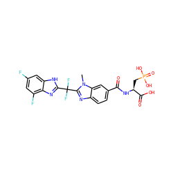 Cn1c(C(F)(F)c2nc3c(F)cc(F)cc3[nH]2)nc2ccc(C(=O)N[C@@H](CP(=O)(O)O)C(=O)O)cc21 ZINC000003587609
