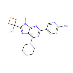 Cn1c(C2(O)COC2)nc2c(N3CCOCC3)nc(-c3cnc(N)nc3)nc21 ZINC000653865373