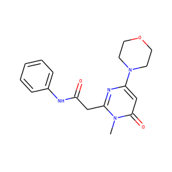 Cn1c(CC(=O)Nc2ccccc2)nc(N2CCOCC2)cc1=O ZINC000095576028