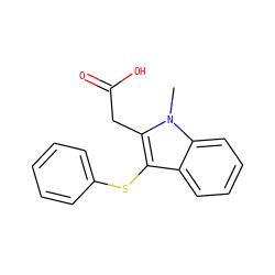 Cn1c(CC(=O)O)c(Sc2ccccc2)c2ccccc21 ZINC000000060429