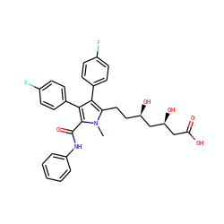 Cn1c(CC[C@@H](O)C[C@@H](O)CC(=O)O)c(-c2ccc(F)cc2)c(-c2ccc(F)cc2)c1C(=O)Nc1ccccc1 ZINC000042920578
