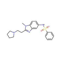 Cn1c(CCN2CCCC2)nc2cc(NS(=O)(=O)c3ccccc3)ccc21 ZINC000005207288