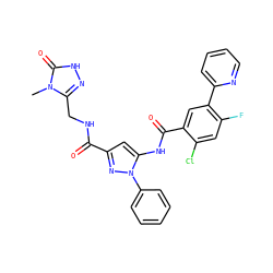 Cn1c(CNC(=O)c2cc(NC(=O)c3cc(-c4ccccn4)c(F)cc3Cl)n(-c3ccccc3)n2)n[nH]c1=O ZINC001772656336