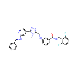 Cn1c(CNc2cccc(C(=O)NCc3c(F)cccc3F)c2)nnc1-c1ccnc(NCc2ccccc2)c1 ZINC001772615558