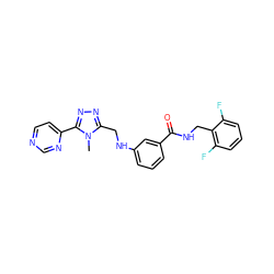 Cn1c(CNc2cccc(C(=O)NCc3c(F)cccc3F)c2)nnc1-c1ccncn1 ZINC000013984068