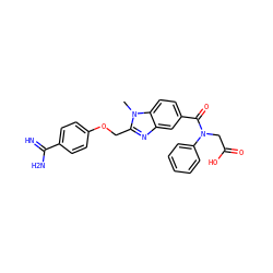Cn1c(COc2ccc(C(=N)N)cc2)nc2cc(C(=O)N(CC(=O)O)c3ccccc3)ccc21 ZINC000013473168