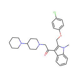 Cn1c(COc2ccc(Cl)cc2)c(C(=O)CN2CCC(N3CCCCC3)CC2)c2ccccc21 ZINC000013766339