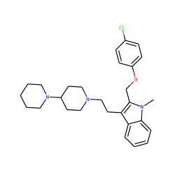 Cn1c(COc2ccc(Cl)cc2)c(CCN2CCC(N3CCCCC3)CC2)c2ccccc21 ZINC000013766334