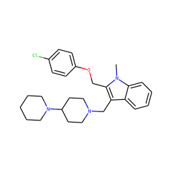 Cn1c(COc2ccc(Cl)cc2)c(CN2CCC(N3CCCCC3)CC2)c2ccccc21 ZINC000013766332