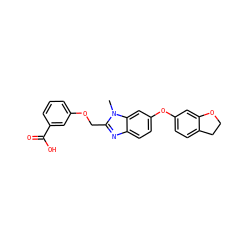 Cn1c(COc2cccc(C(=O)O)c2)nc2ccc(Oc3ccc4c(c3)OCC4)cc21 ZINC000138945306