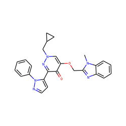Cn1c(COc2cn(CC3CC3)nc(-c3ccnn3-c3ccccc3)c2=O)nc2ccccc21 ZINC000653865324