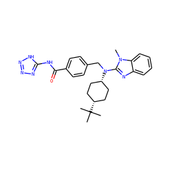 Cn1c(N(Cc2ccc(C(=O)Nc3nnn[nH]3)cc2)[C@H]2CC[C@@H](C(C)(C)C)CC2)nc2ccccc21 ZINC000101168671