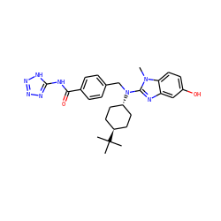 Cn1c(N(Cc2ccc(C(=O)Nc3nnn[nH]3)cc2)[C@H]2CC[C@H](C(C)(C)C)CC2)nc2cc(O)ccc21 ZINC000253669878