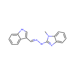 Cn1c(N/N=C/c2c[nH]c3ccccc23)nc2ccccc21 ZINC000004114754