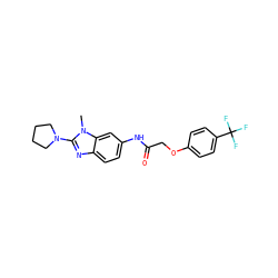 Cn1c(N2CCCC2)nc2ccc(NC(=O)COc3ccc(C(F)(F)F)cc3)cc21 ZINC000036351939