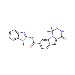 Cn1c(NC(=O)c2ccc3cc4n(c3c2)C(C)(C)CNC4=O)nc2ccccc21 ZINC000117691024