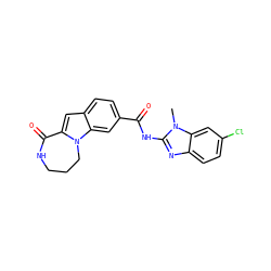 Cn1c(NC(=O)c2ccc3cc4n(c3c2)CCCNC4=O)nc2ccc(Cl)cc21 ZINC000147840556