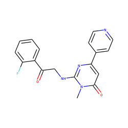 Cn1c(NCC(=O)c2ccccc2F)nc(-c2ccncc2)cc1=O ZINC000103245705