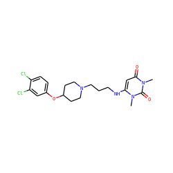 Cn1c(NCCCN2CCC(Oc3ccc(Cl)c(Cl)c3)CC2)cc(=O)n(C)c1=O ZINC000043069865