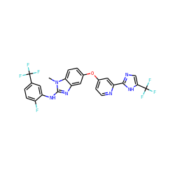 Cn1c(Nc2cc(C(F)(F)F)ccc2F)nc2cc(Oc3ccnc(-c4ncc(C(F)(F)F)[nH]4)c3)ccc21 ZINC000059769680