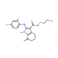 Cn1c(Nc2ccc(Br)cc2F)c(C(=O)NOCCO)c2c1C(=O)CCC2 ZINC000084604129
